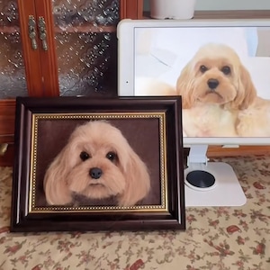 Custom 3D Pet Portrait Wool Felted Dog Memorial Frame，Realistic Needle Felt Dog Replica,Handmade Wool Pet Portrait , Pet Loss Memorial
