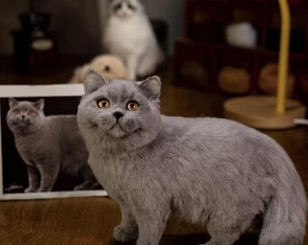Custom Needle Felted Pet Sculpture: Realistic Wool Memorial Portrait