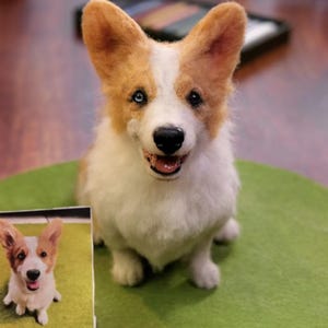 Custom Needle Felted Dog,Custom Pet Sculpture,Custom Felt Pets,Dog Memorial Gifts,Pet Replica Puppy,Corgi,Christmas present