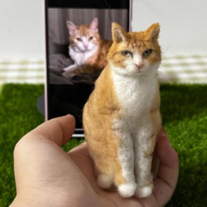 Custom pet portrait felted cat, gift for cat lovers, pet portrait cat memorial, miniature cat portrait, pet replica kitten