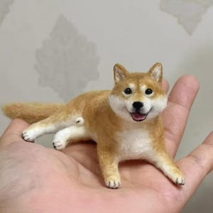 Custom Needle Felted Dog Memorial Sculpture,3D Wool Felting Dog Portrait,Realistic Stuffed Pet Replica Dog Plush,Dog Lovers Gift