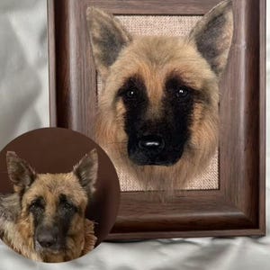 Custom Felted Dog Memorial Portrait, Wool Felt Dog Sculpture with Frame, Personalized Pet Replica, Pet Owner Gift，Halloween Felt Decorations