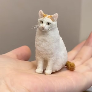 Custom Needle Felted Cat Memorial Sculpture,3D Wool Felting Cat Portrait,Realistic Stuffed Pet Replica Kitten,Pets Loss Gift，Halloween gifts