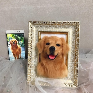 3D Wool Felt Pet Portrait | Custom Wool Pet Portrait | Wool Dog/Cat Memorial Photo Frame | Gift for Pet Lovers | Gift for Missing Pets