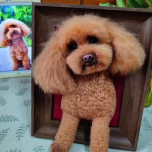 Custom Needle Felted Pet Portrait,3D Wool Felt Pet Portrait,Wool Dog / Cat Memorial Frame ,Realistic Pet Plush，Halloween Pet  Memorial Gifts