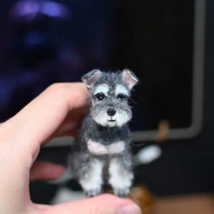 Custom Needle Felted Dog,Custom Dog Sculpture,Custom Felt Pets,Dog Memorial Gifts,Pet Replica Puppy,Black Schnauzer,Christmas present