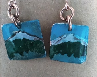 Blue sky mountain & lake earrings