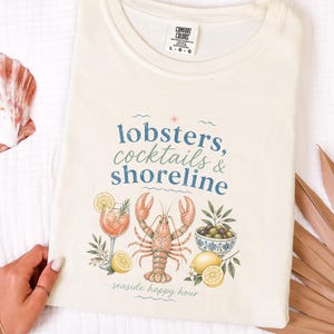 Coastal Lobster PNG Instant Download Cocktails Shoreline Seaside Happy Hour Summer Beach Vacation Sublimation Design East Coast Decor