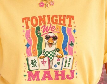 Mahjong Goose PNG Funny Mahjong Sublimation Design Retro Game Night Shirt Design Cute Farm Animal Lover Digital Download File