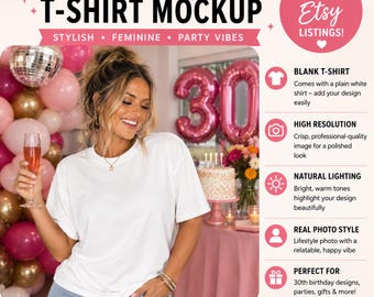 30th Birthday Shirt Mock Up Dirty Thirty Disco Retro Oversized Tee Women Party Comfort Colors 1717 Model Photo