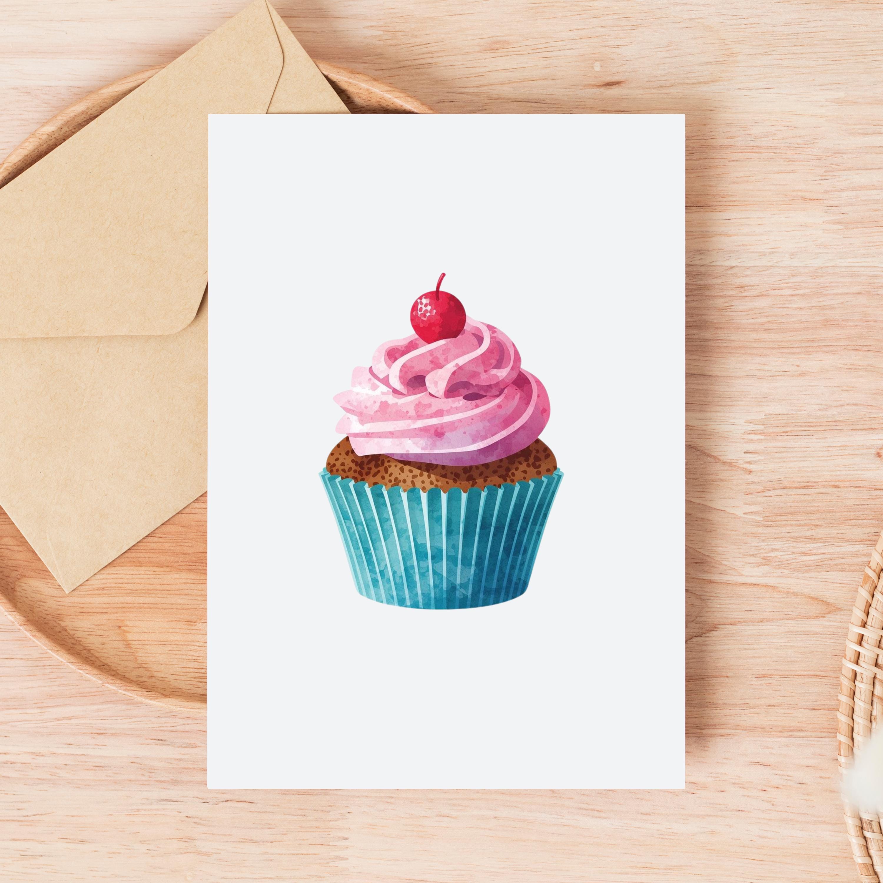 Watercolor Cupcake PNG Clipart Bundle Red Velvet Dessert Art Invitation ...
