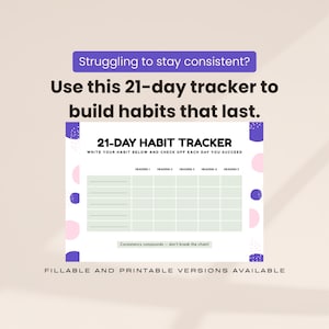 21 Day Habit Tracker: Printable & Digital PDF Planner