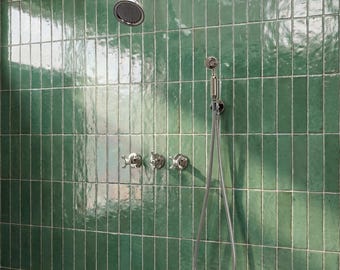 Polished Nickel Shower System, Round Rain Shower Head, Handheld