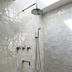 Polished Nickel Shower System, Rain Shower Head, Handheld, Tub Filler