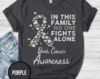 Brain Cancer Awareness Shirt/We Wear Gray For Brain Cancer/Gray Ribbon Shirt/Warrior Shirt/Survivor Gift/Family Cancer Support Tee OGQM02