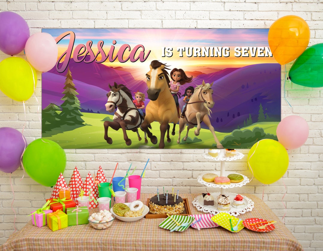 Spirit Riding Birthday Spirit Riding Birthday Banner, Custom Birthday Banner, Cartoon, Girl ...