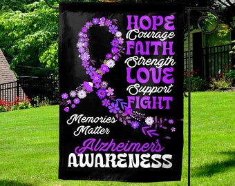 Alzheimer's Awareness Garden Flag/Alzheimer Garden Flag/Purple Ribbon Garden Flag/Alzheimers Awareness Garden Flag/Support Alzheimer OGRP20