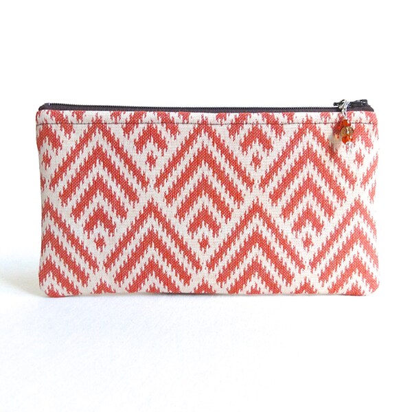 Cosmetic Bag / Zippered Bag - Orange Creamsicle - READY TO SHIP