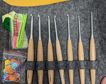 Wooden Crochet Hooks Set with Case, Ergonomic Handle Crochet Needles 3.0mm~6.0mm, Includes Knitting Needles & Stitch Markers, Perfect Gift