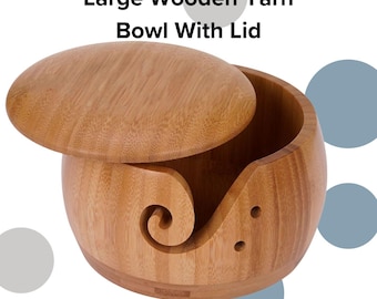 1PC Large Wooden Yarn Bowl with Lid - Knitting & Crochet Organizer - Yarn Storage Holder