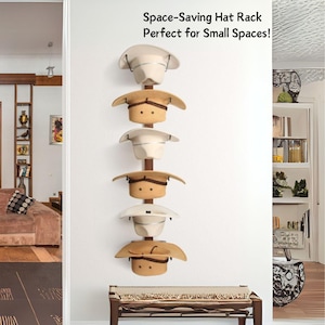 6-Piece Cowboy Hat Rack with Wooden Board, Wall-Mounted Hat Organizer for Western, Sun, and Beach Hats, Rust-Free Metal & Wood Design
