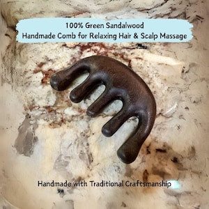 Wooden Scalp Massager Comb – 100% Green Sandalwood Wide Tooth Comb, Anti-Hair Loss Handmade Detangler for Relaxing Hair Care