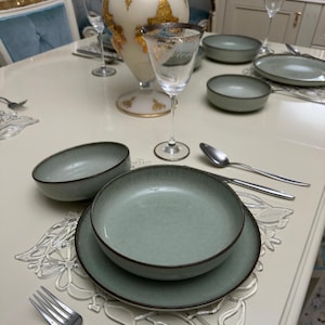 48-piece porcelain dinnerware set, modern plates and bowls, 12-person