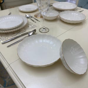 24-piece porcelain dinnerware set, white with gold details plates and bowls, 6-person