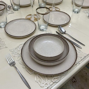 24-piece porcelain dinnerware set, modern plates and bowls, 6-person