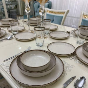 48-piece porcelain dinnerware set, modern plates and bowls, 12-person