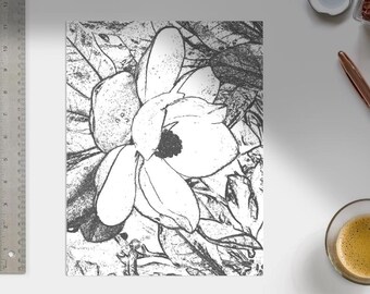 N.° 103 Arte: Magnolia en blanco y negro, PDF y PNG