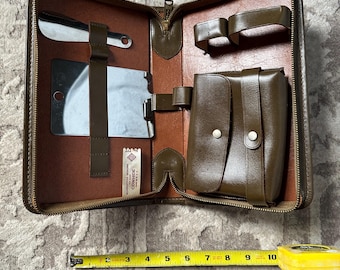 Kit de aseo de cuero vintage, neceser