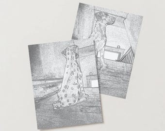 N.° 106 Arte: Bodegón de perro y escalera (blanco y negro, PDF y PNG)