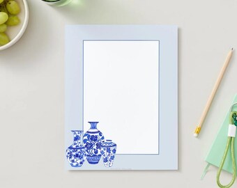 N.° 911 - Papelería Grandmillennial Chinoiseries - Azul, en formato PDF 8,5 x 11