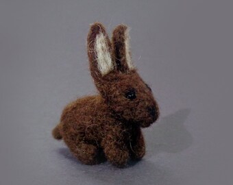 Tiny Brown Miniature Needle Felted Bunny - Collectable Gift for Bunny Lover and Animal Lover - Dollhouse Pet Bunny - Easter Gift