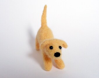 Yellow Golden Retriever Puppy - Yellow Labrador Dog -  Wool Pup Felt  Pet Portrait Handmade Fuzzy Felted Animal - Yellow Lab