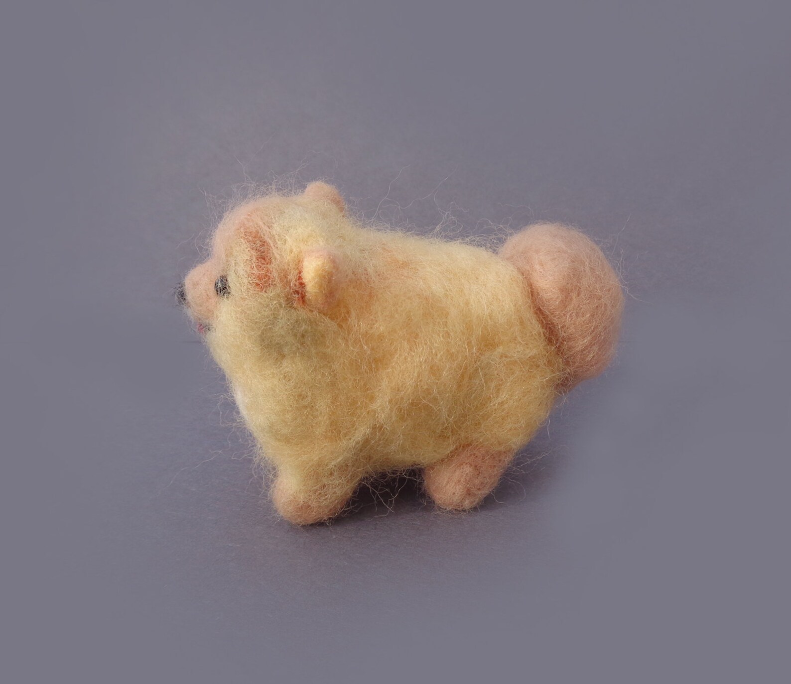 Orange / Cream Pomeranian Dog Needle Felted Wool Puppy Felt Pet