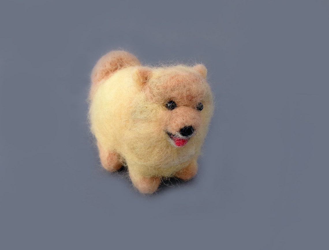 Orange / Cream Pomeranian Dog Needle Felted Wool Puppy Felt Pet
