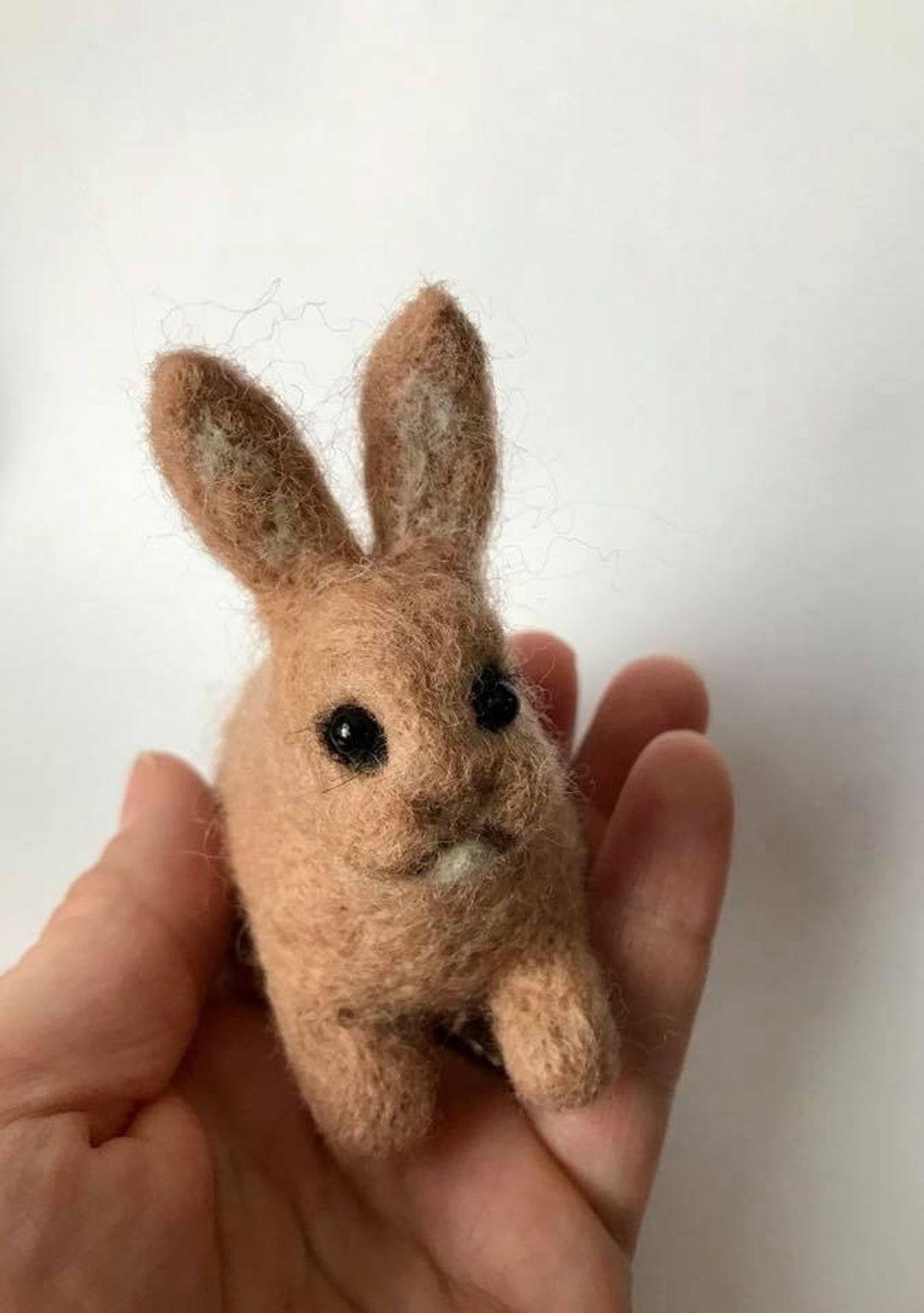 Tan Needle Felted Wool Rabbit - Beige Bunny / Light Brown Easter Basket ...