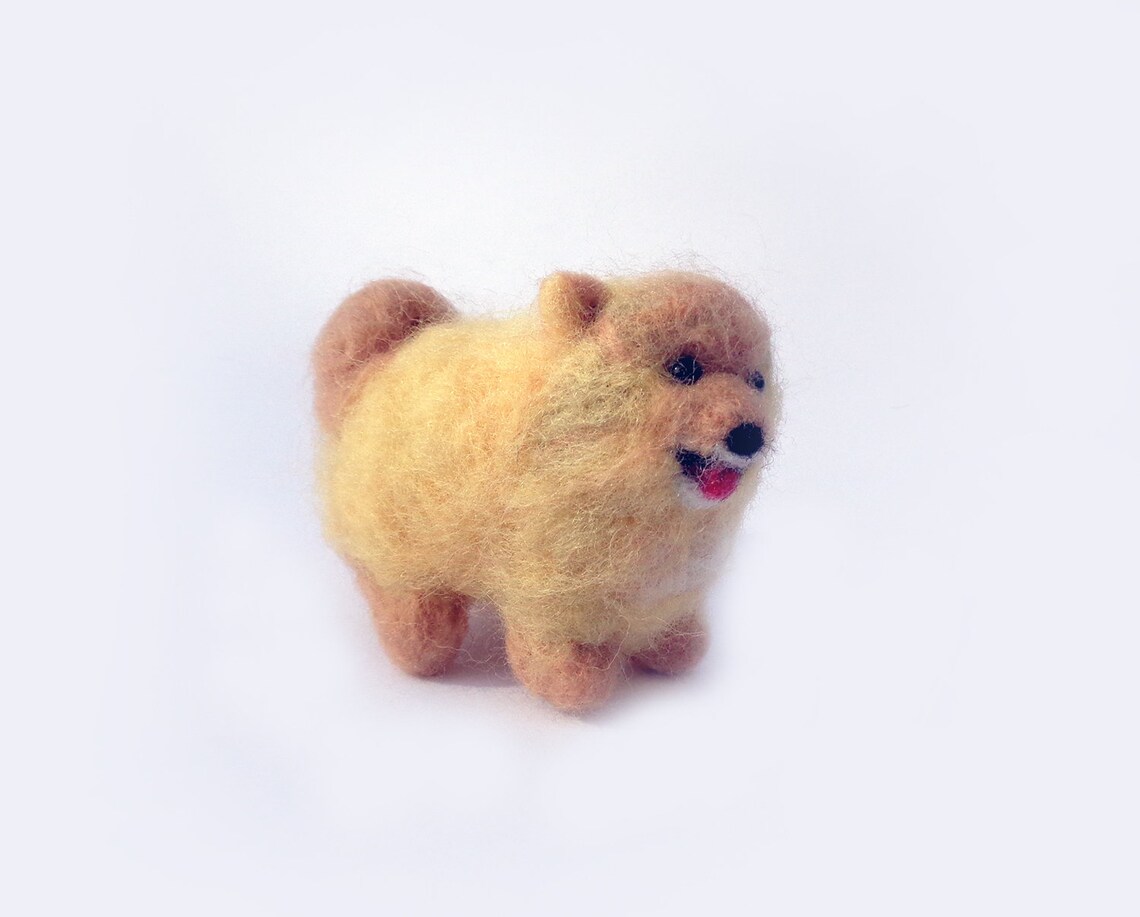 Orange / Cream Pomeranian Dog Needle Felted Wool Puppy Felt Pet
