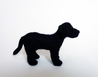 Black Labrador Dog - Wool Pup - Felt Three Dimensional Pet Portrait - Handmade Fuzzy Felted Animal - Black Lab