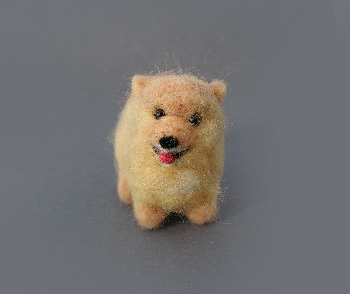 Orange / Cream Pomeranian Dog Needle Felted Wool Puppy Felt Pet