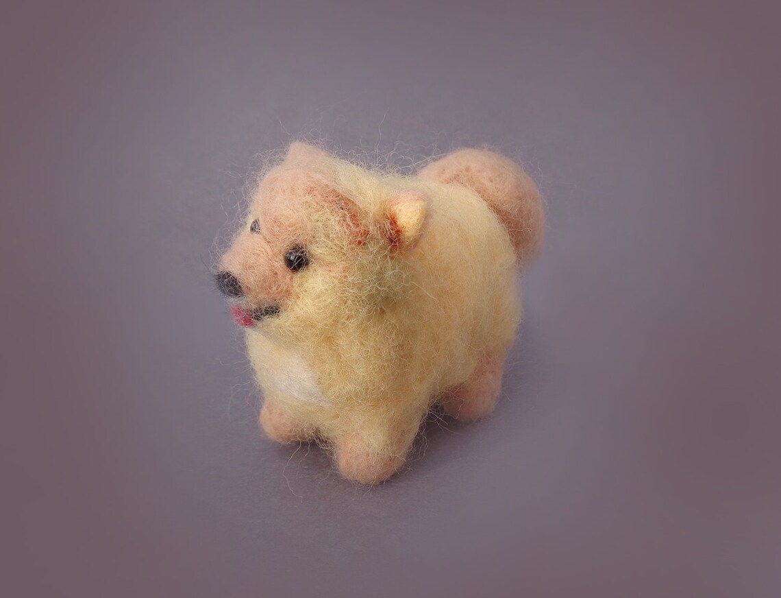 Orange / Cream Pomeranian Dog Needle Felted Wool Puppy Felt Pet
