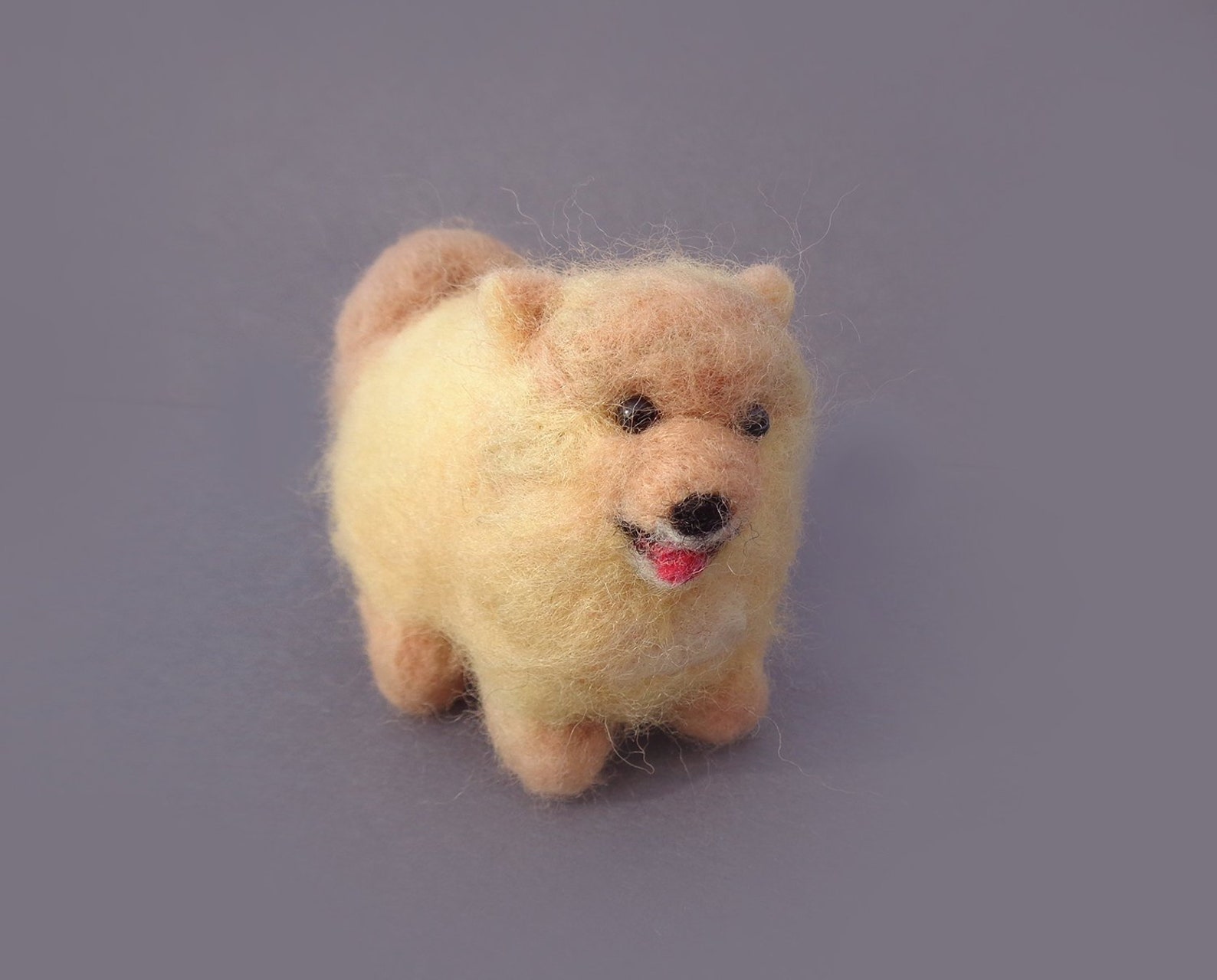 Orange / Cream Pomeranian Dog Needle Felted Wool Puppy Felt Pet