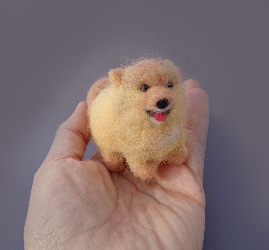 Orange / Cream Pomeranian Dog Needle Felted Wool Puppy Felt Pet
