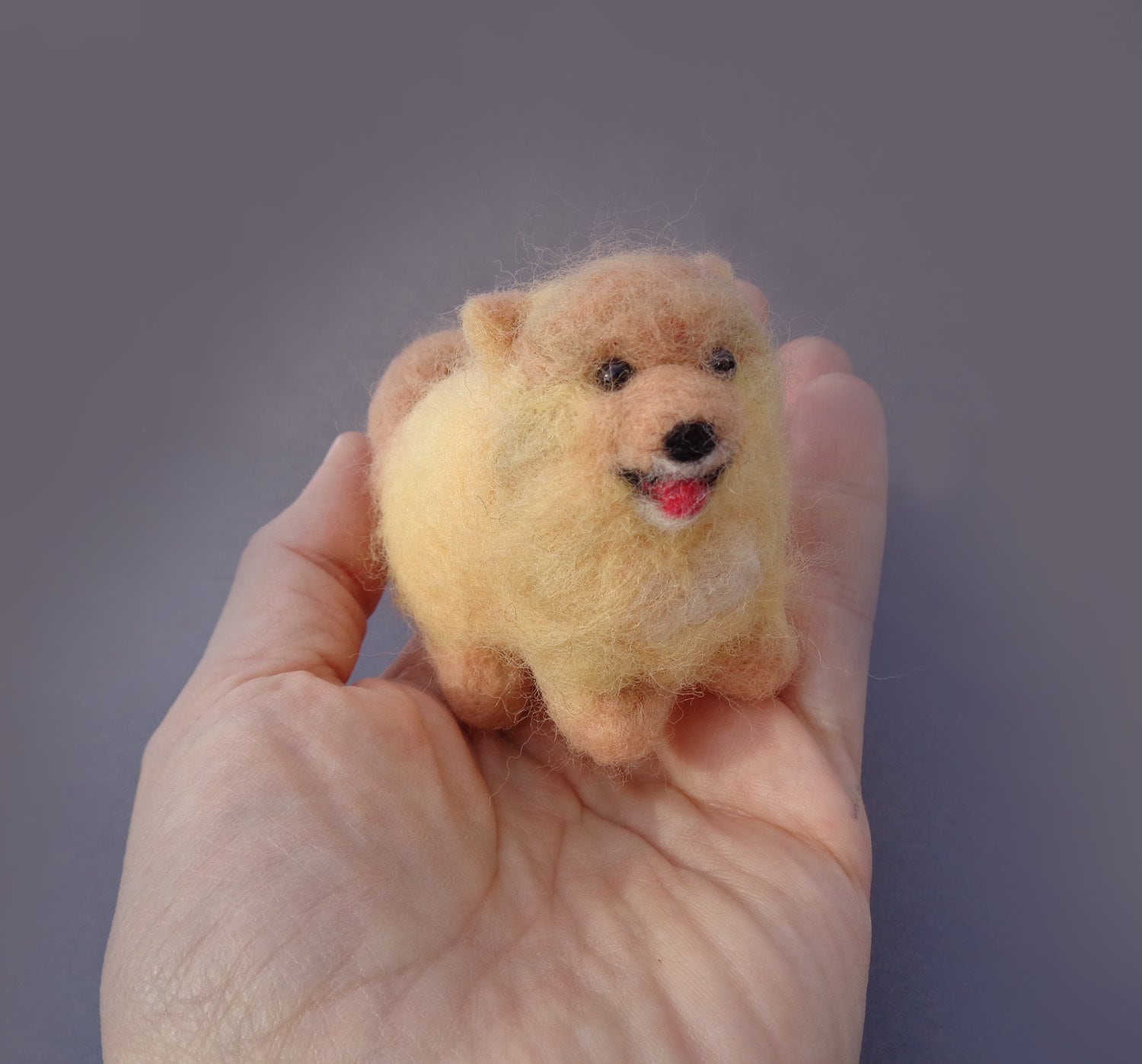 Orange / Cream Pomeranian Dog Needle Felted Wool Puppy Felt Pet