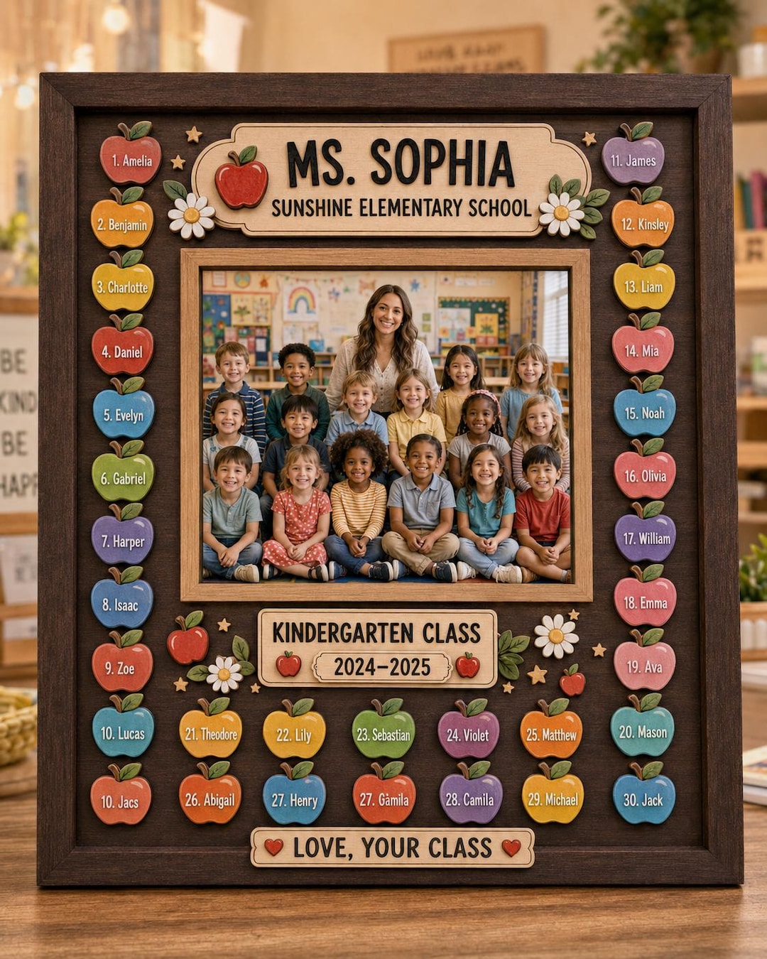 Personalized Teacher Class Photo Frame – Custom Name, Kindergarten ...