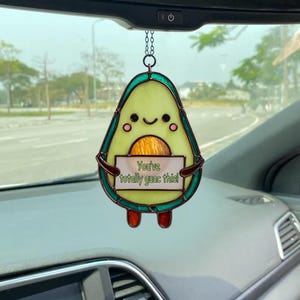 Atrapasueños acrílico de aguacate con mensaje de apoyo emocional. &quot;Has guacamole con esto&quot;, divertido vitral falso para decorar el espejo retrovisor del coche para un amigo.