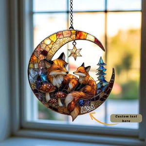 Atrapasueños acrílico Fox Moon, colgante para ventana Woodland Star