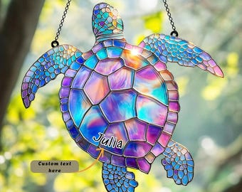 Meeresschildkröte Acryl Suncatcher, Faux Buntglas Fensterbehang